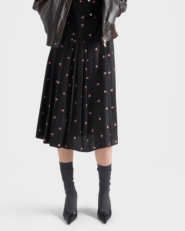Floral print washed silk dress - Pink Floral print washed silk dress - Pink