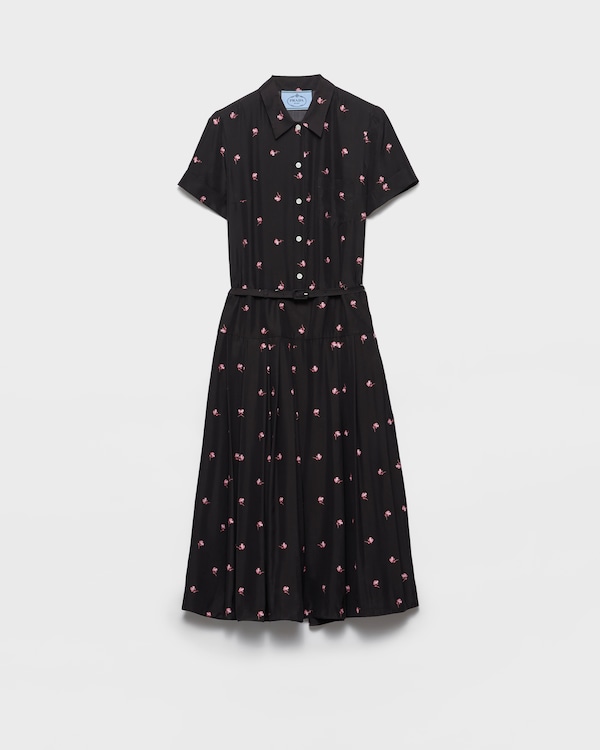 Floral print washed silk dress - Pink Floral print washed silk dress - Pink