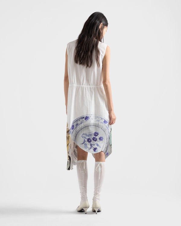 Printed compact fabric dress - White Printed compact fabric dress - White