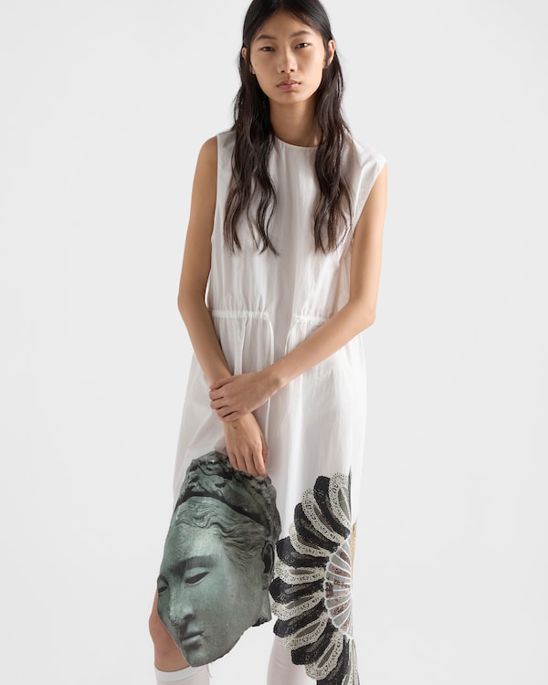 Printed compact fabric dress - White Printed compact fabric dress - White