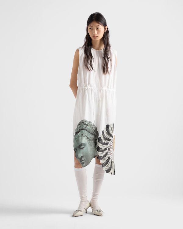 Printed compact fabric dress - White Printed compact fabric dress - White