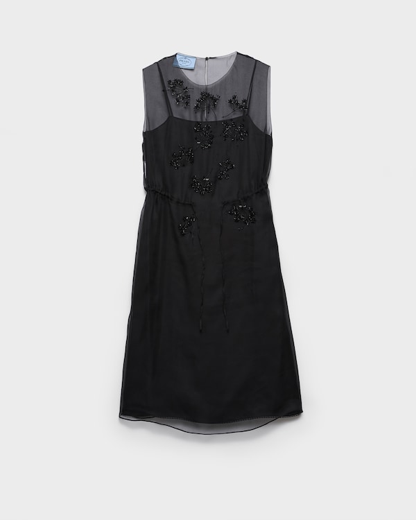 Embroidered silk cigaline dress - Black Embroidered silk cigaline dress - Black