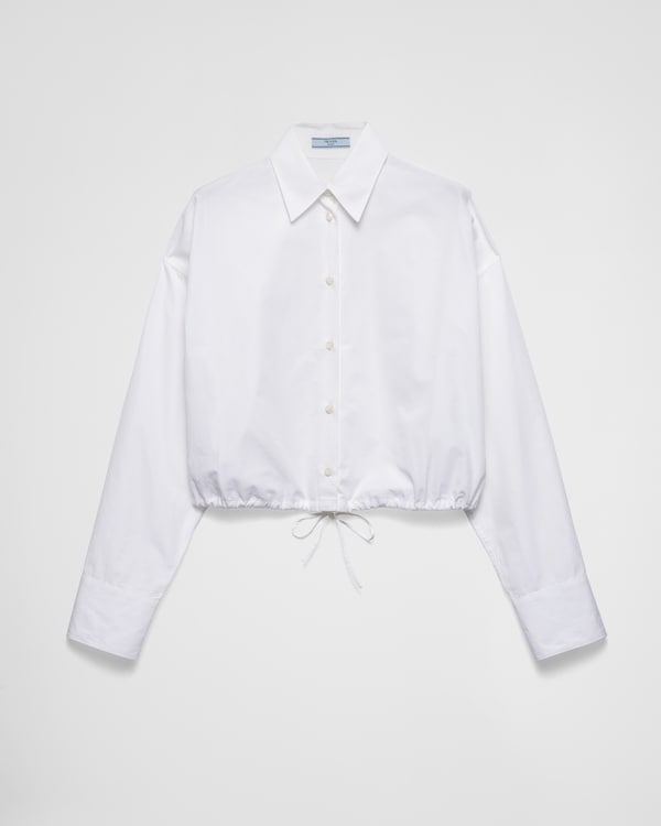 White Poplin shirt with jewel buttons | PRADA