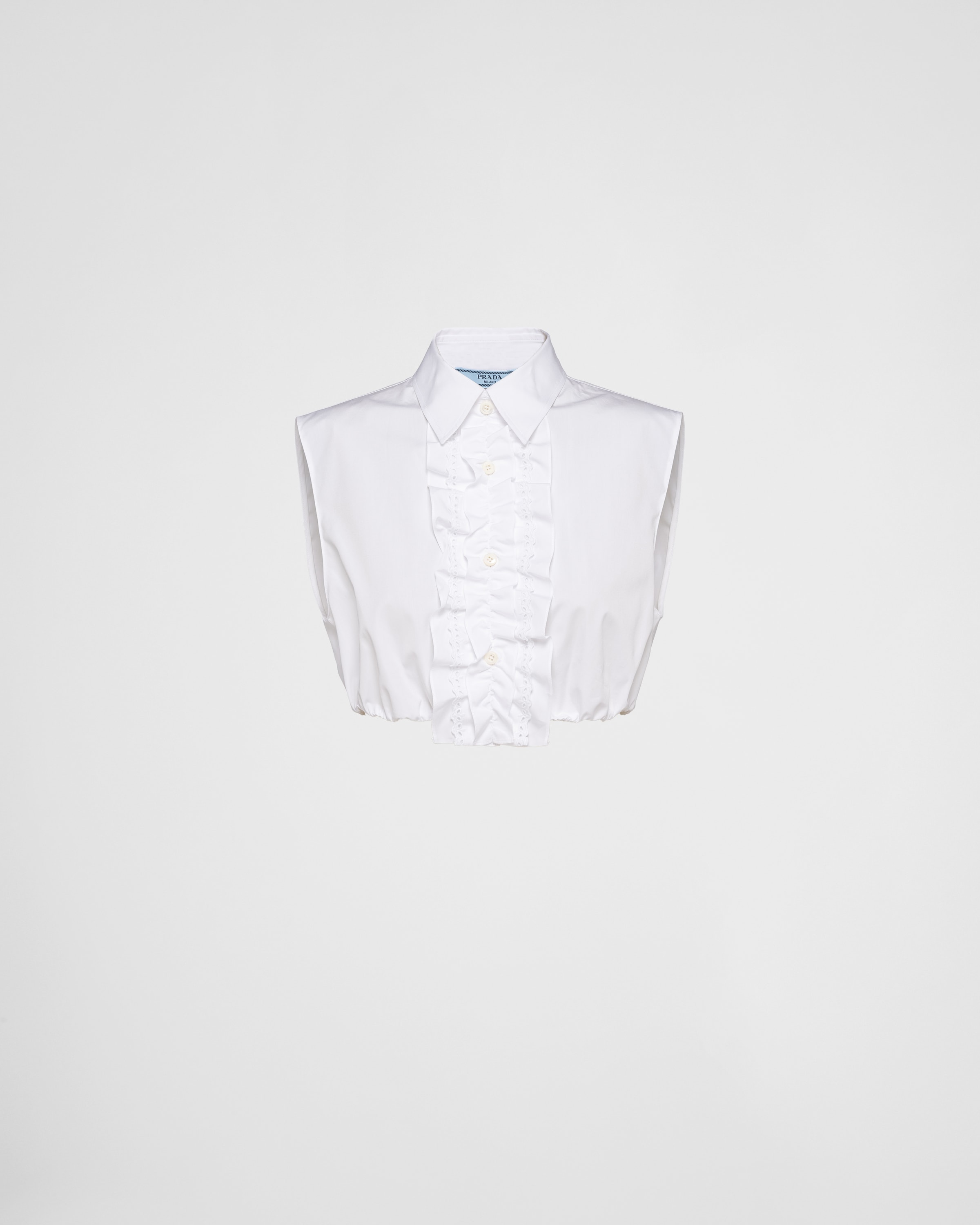 White Poplin Cropped Shirt PRADA