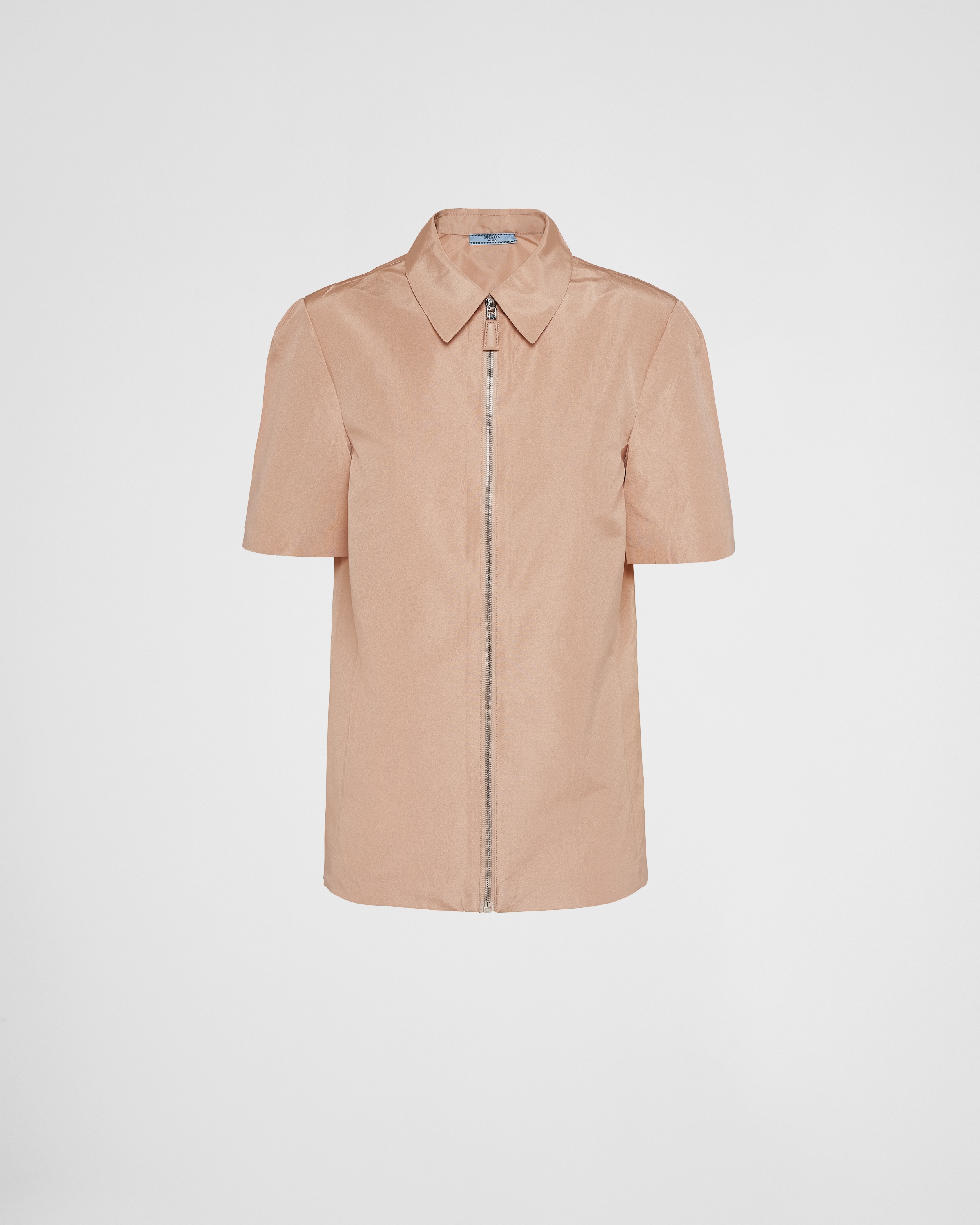 Shop Prada Short-sleeved Faille Shirt In Powder Pink