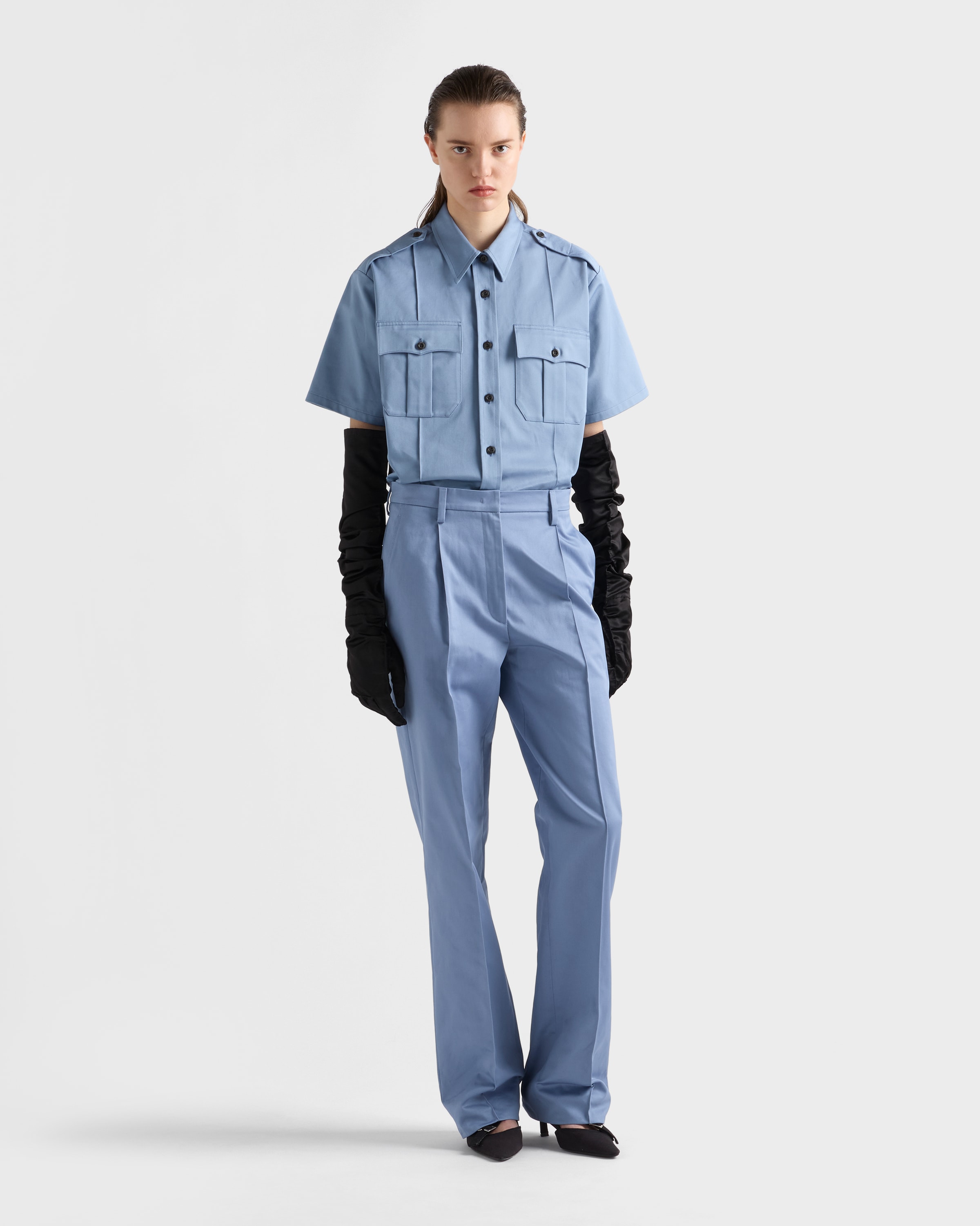 Aviator Blue Chino Shirt | PRADA - Singapore