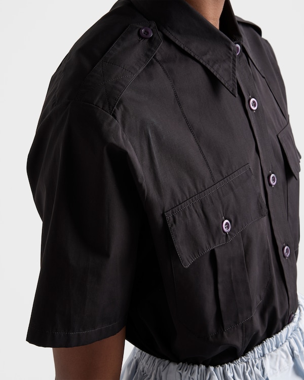 Camicia a maniche corte in popeline - Nero Camicia a maniche corte in popeline - Nero
