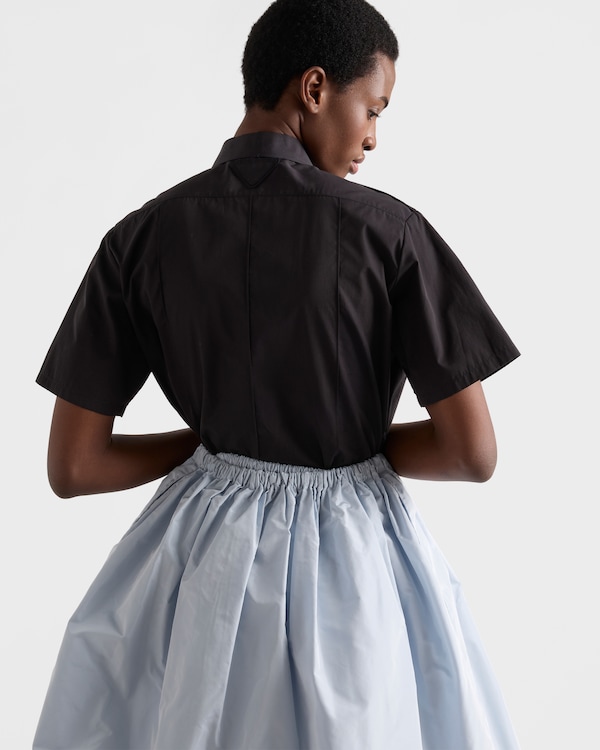 Camicia a maniche corte in popeline - Nero Camicia a maniche corte in popeline - Nero