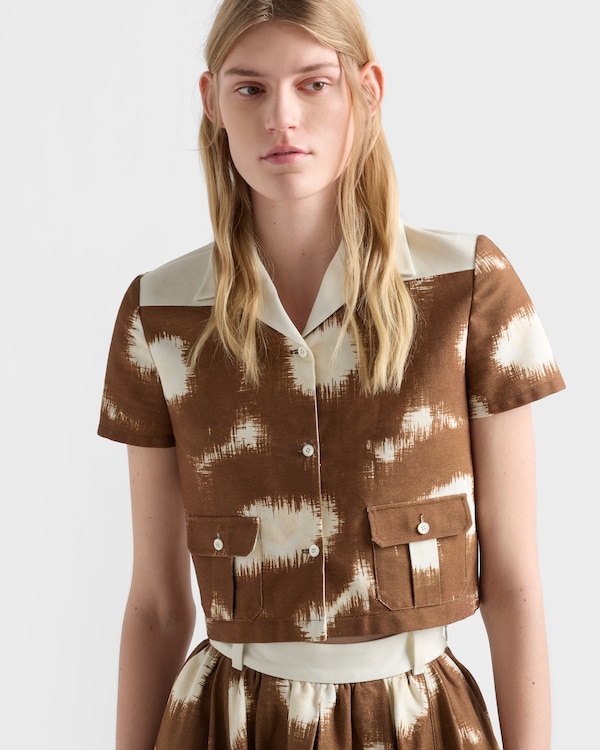 프린트 캔버스 셔츠 - 타바코 프린트 캔버스 셔츠 - 타바코