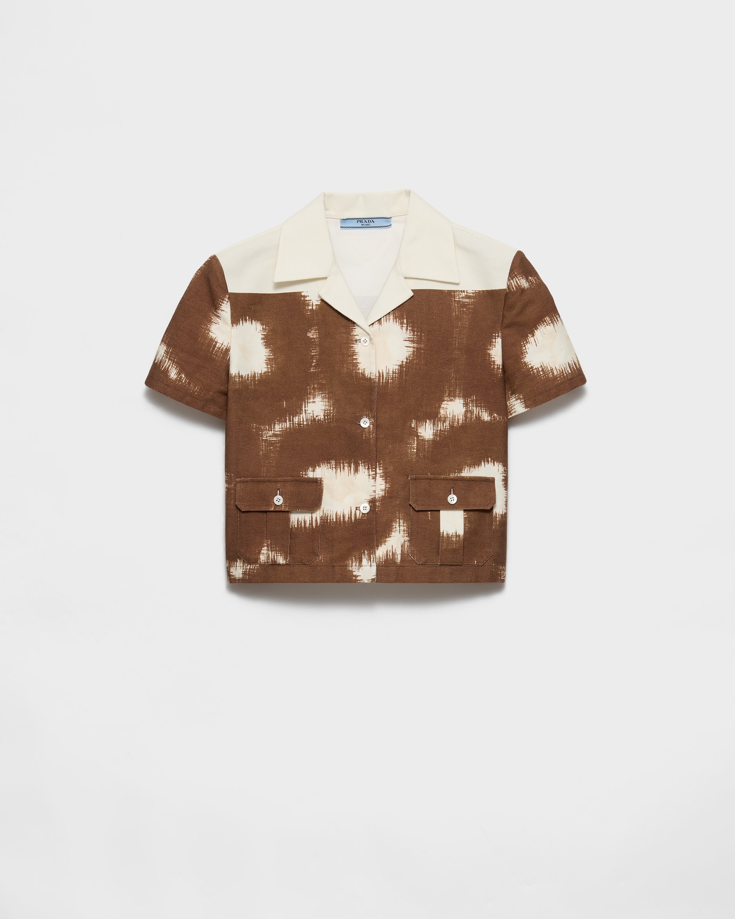 Tobacco Printed Canvas Shirt | PRADA