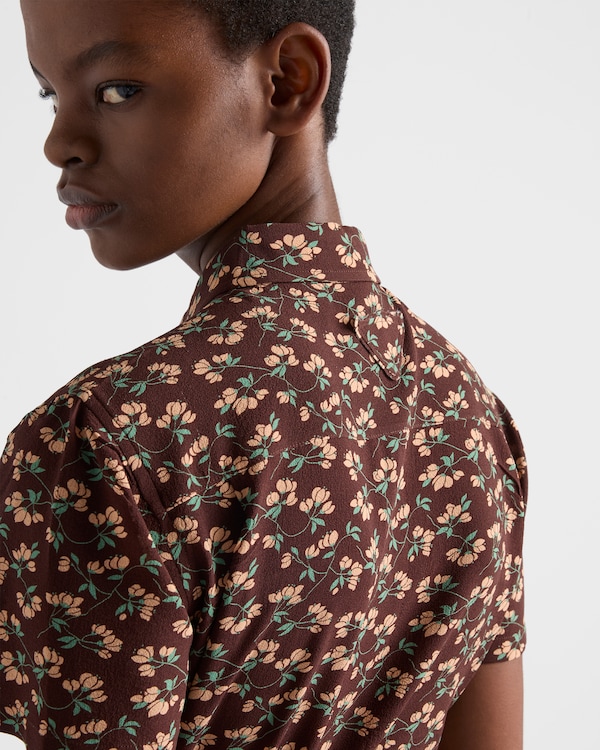 短袖花卉印花乔其纱衬衫 短袖花卉印花乔其纱衬衫