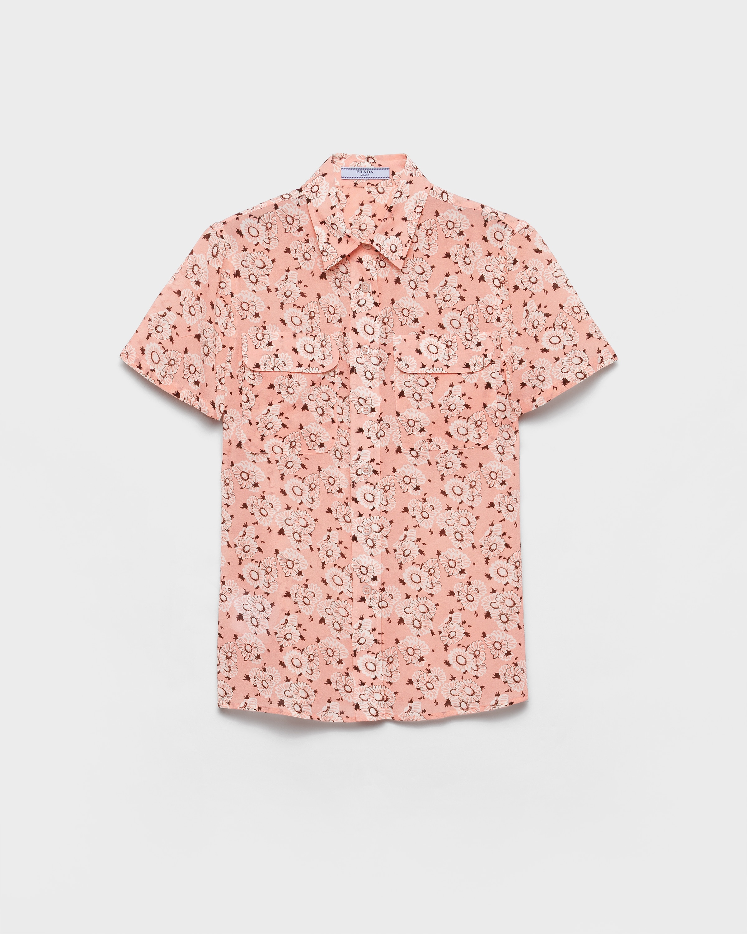 Prada Floral Print Georgette Shirt In Multi