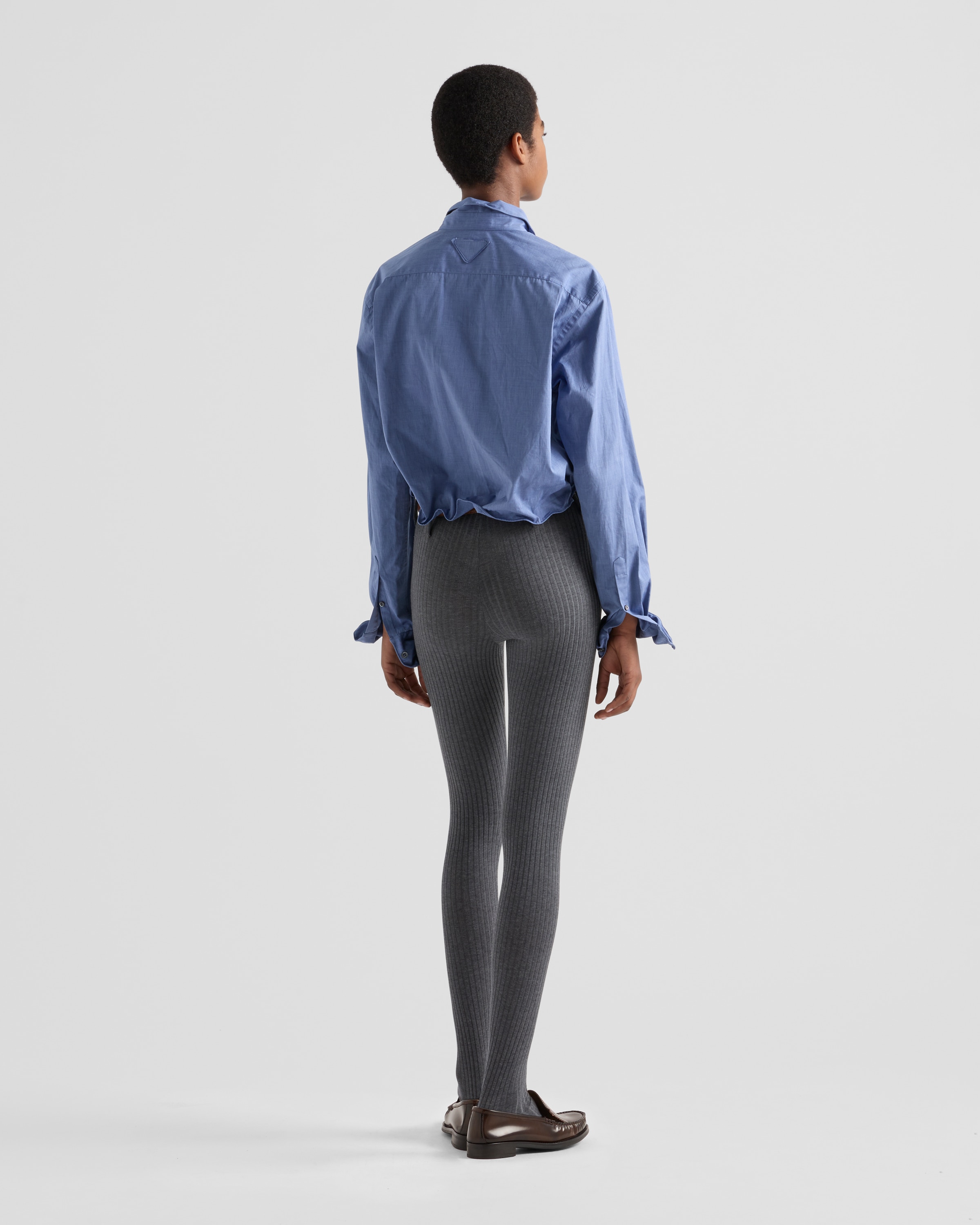 Baltic Blue Fil-à-fil shirt | PRADA - United States