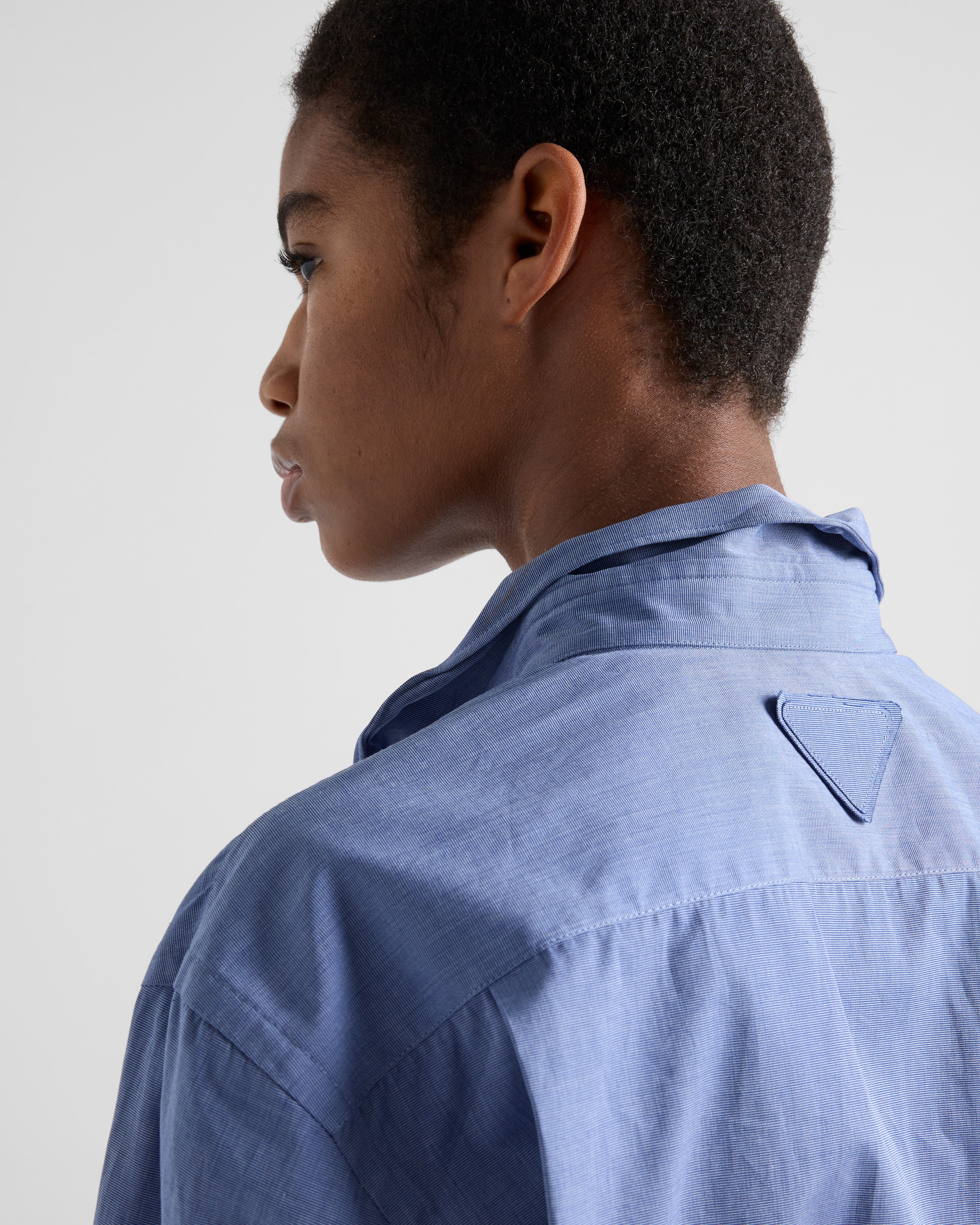 Baltic Blue Fil-à-fil shirt | PRADA - United States