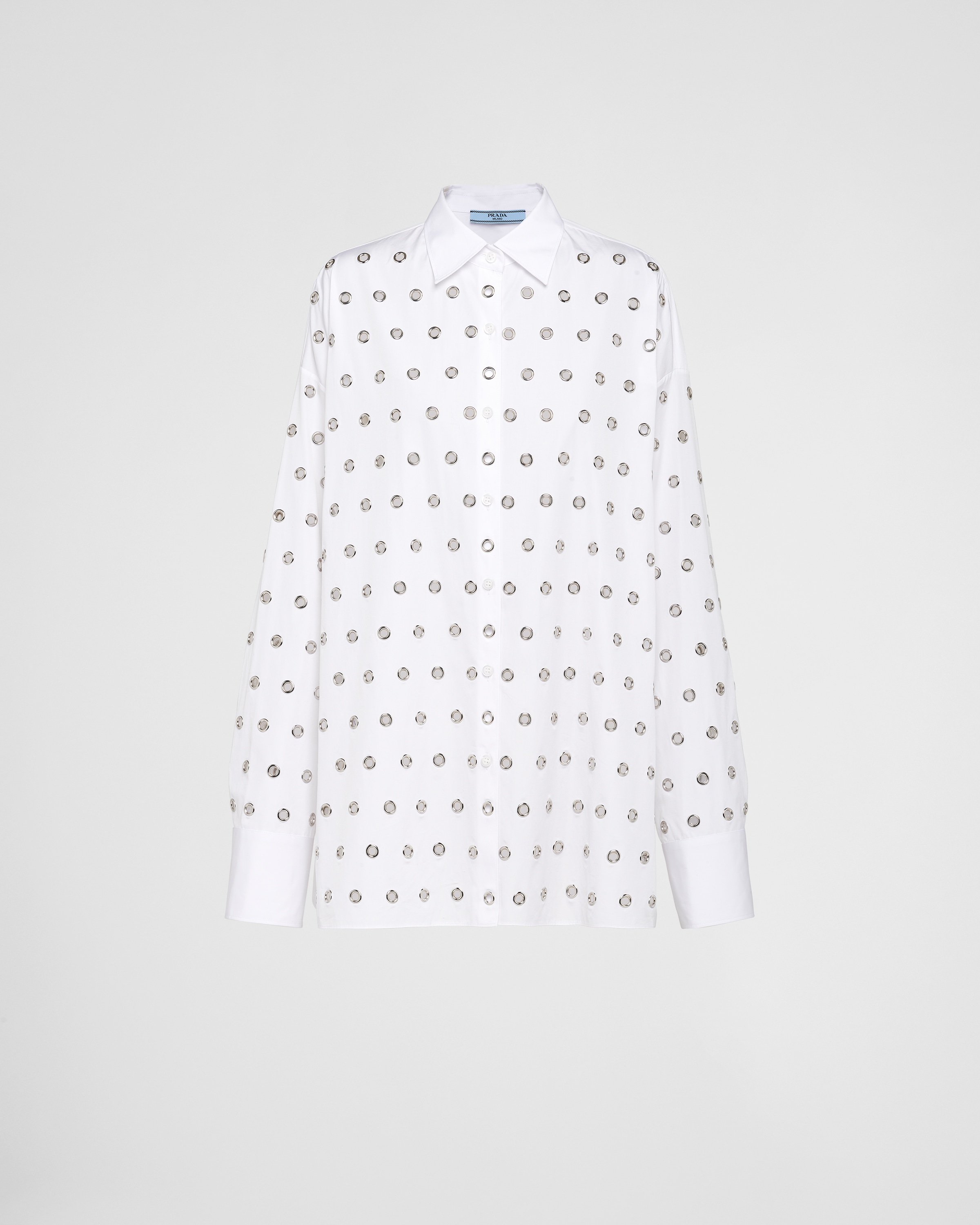 Prada Printed Poplin Shirt In White