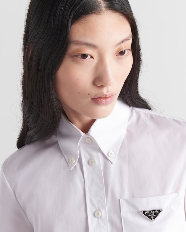 Short-sleeved cotton poplin shirt - White Short-sleeved cotton poplin shirt - White