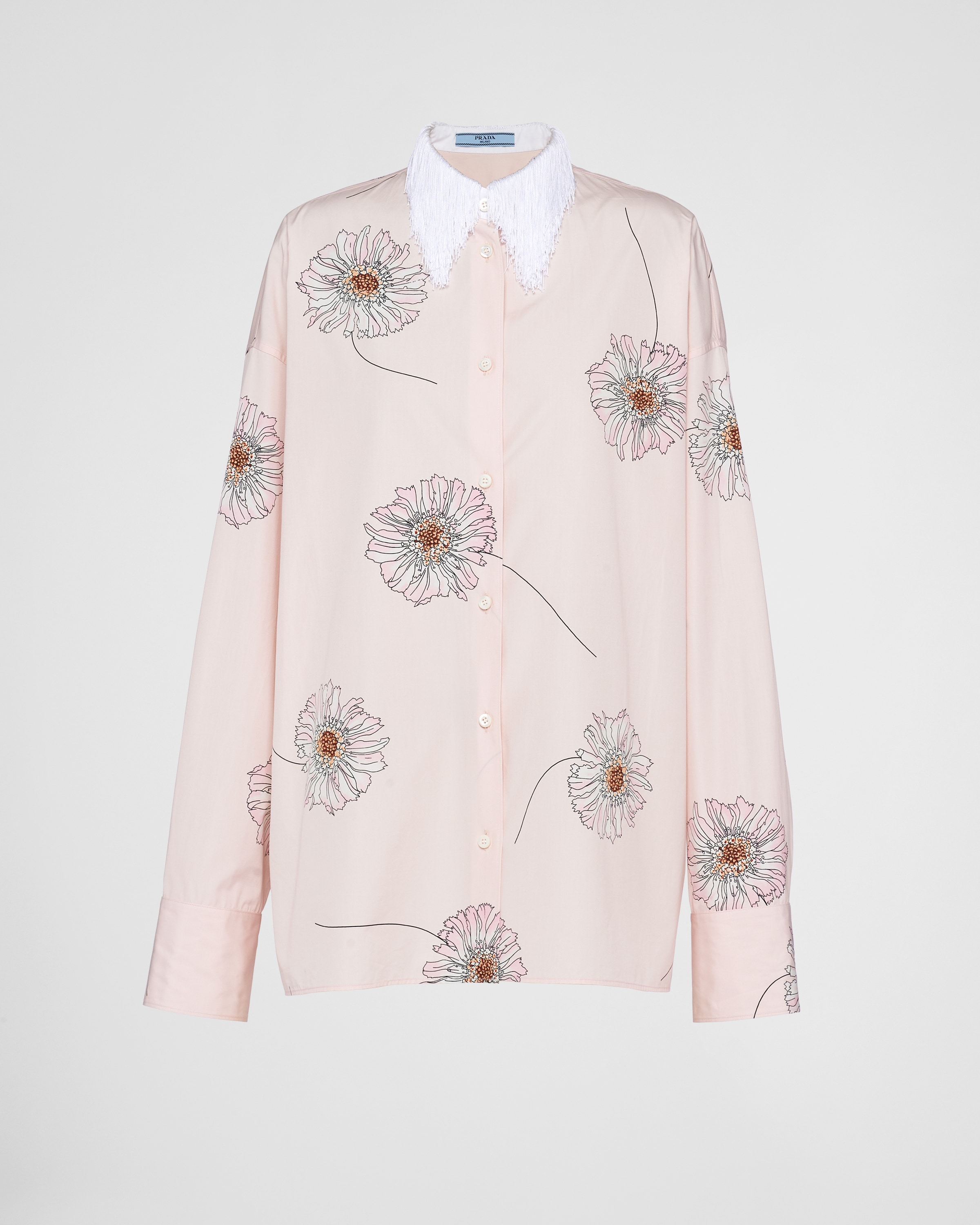 Shop Prada Printed Poplin Shirt In Peach