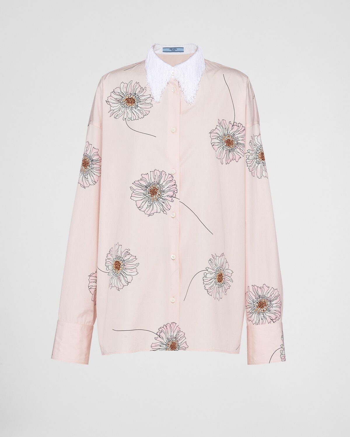 PRADA Size 38 Purple Lilac Ruffle One Pocket Long Sleeve Shirt