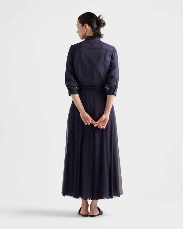 قميص من الشيفون الحريري - أزرق قميص من الشيفون الحريري - أزرق