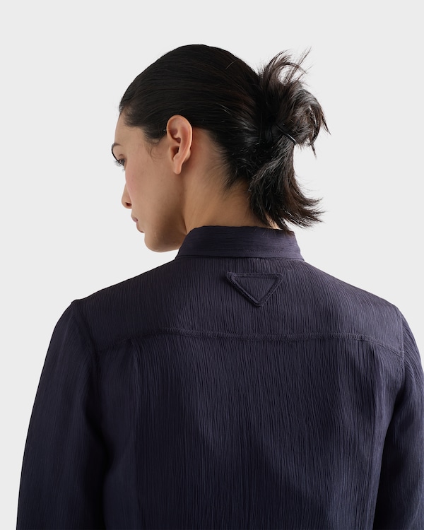 قميص من الشيفون الحريري - أزرق قميص من الشيفون الحريري - أزرق