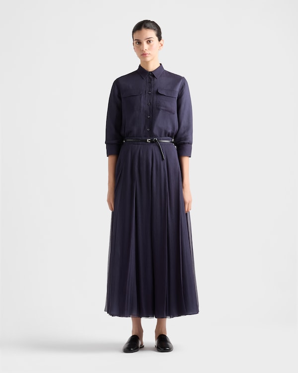 قميص من الشيفون الحريري - أزرق قميص من الشيفون الحريري - أزرق