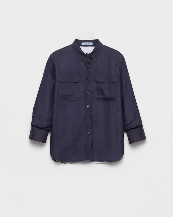 قميص من الشيفون الحريري - أزرق قميص من الشيفون الحريري - أزرق