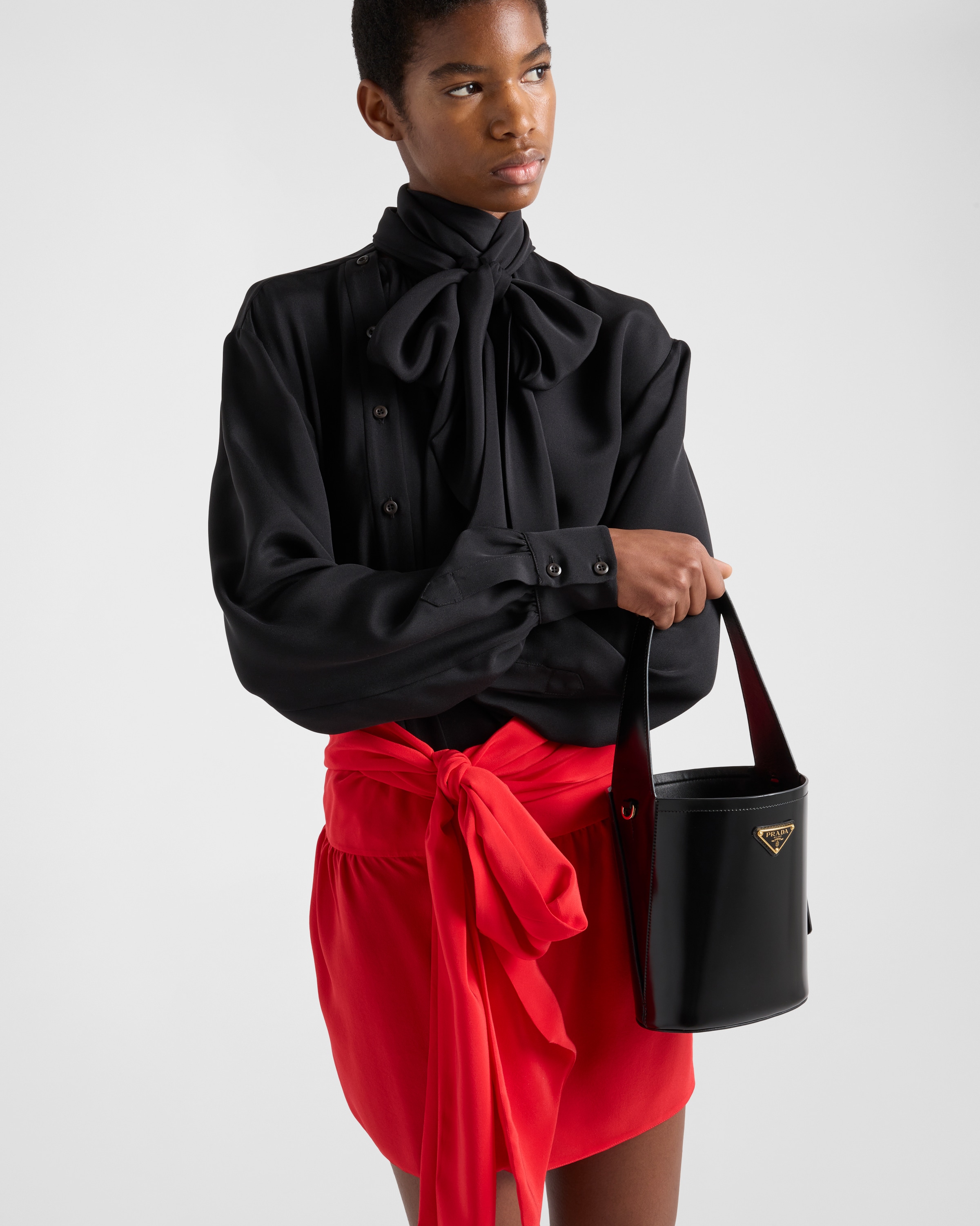 Prada Hemd Aus Marocain In Schwarz
