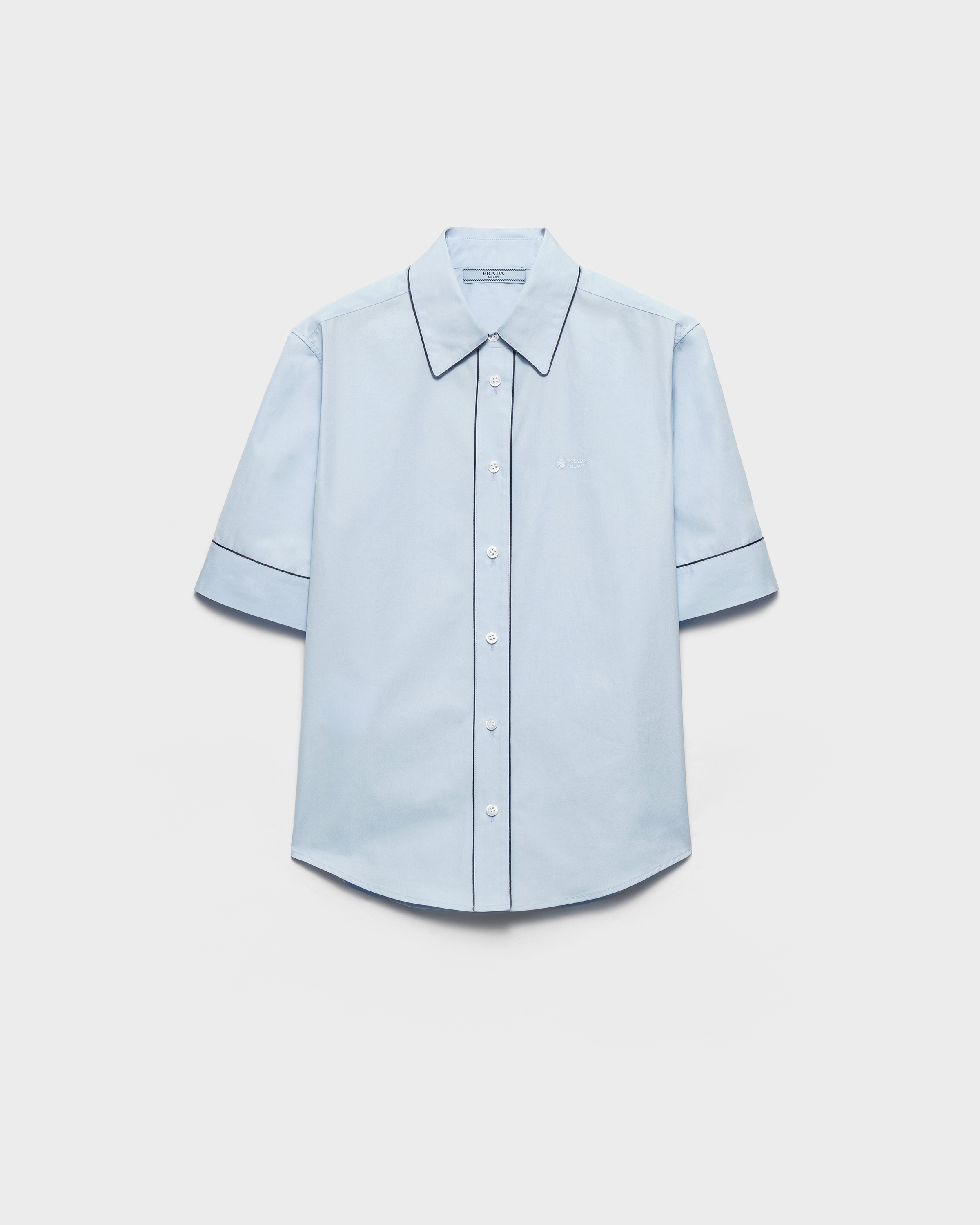 Sky Blue Short-sleeved poplin shirt | PRADA - United States