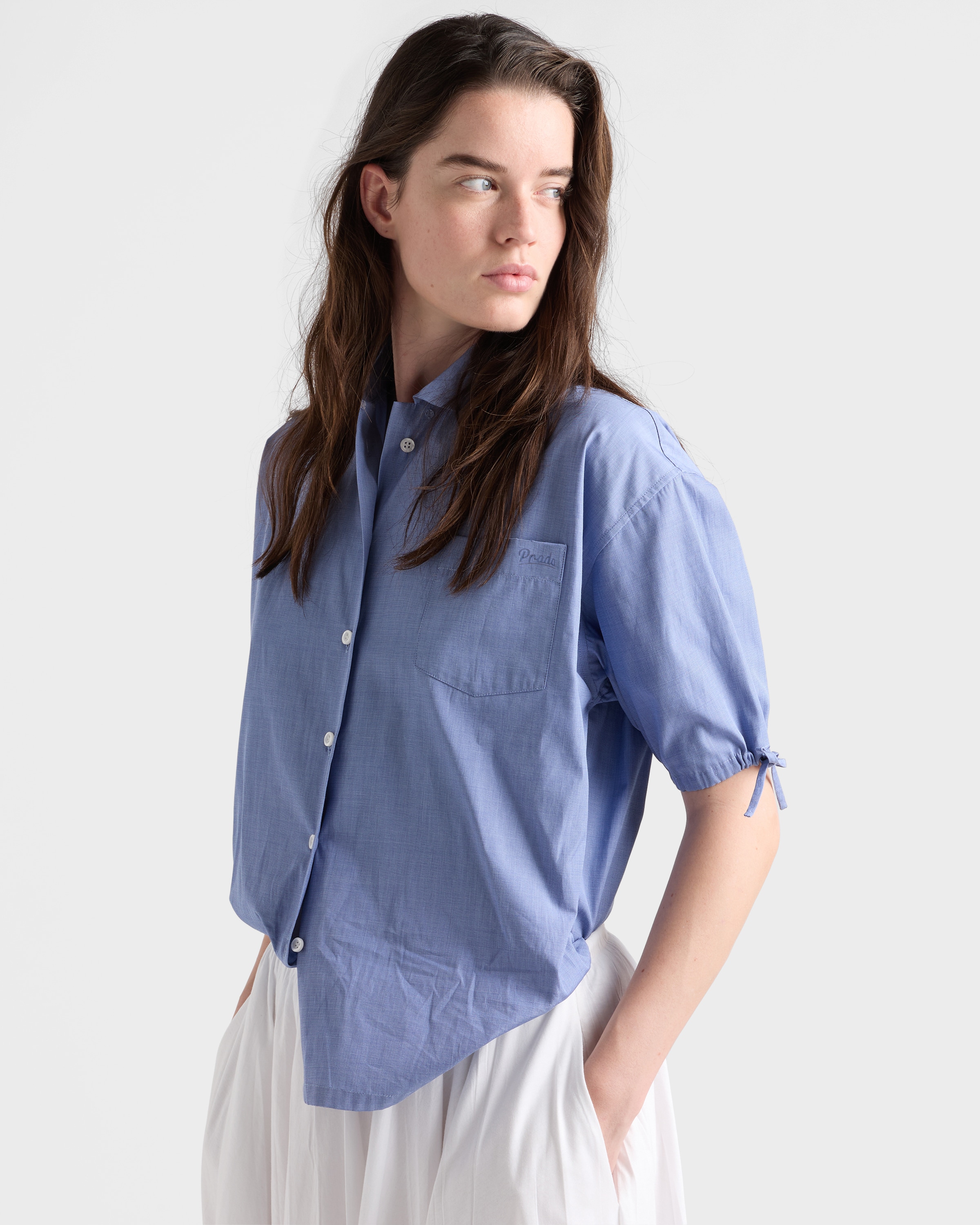 Navy Fil-à-fil shirt | PRADA - United States