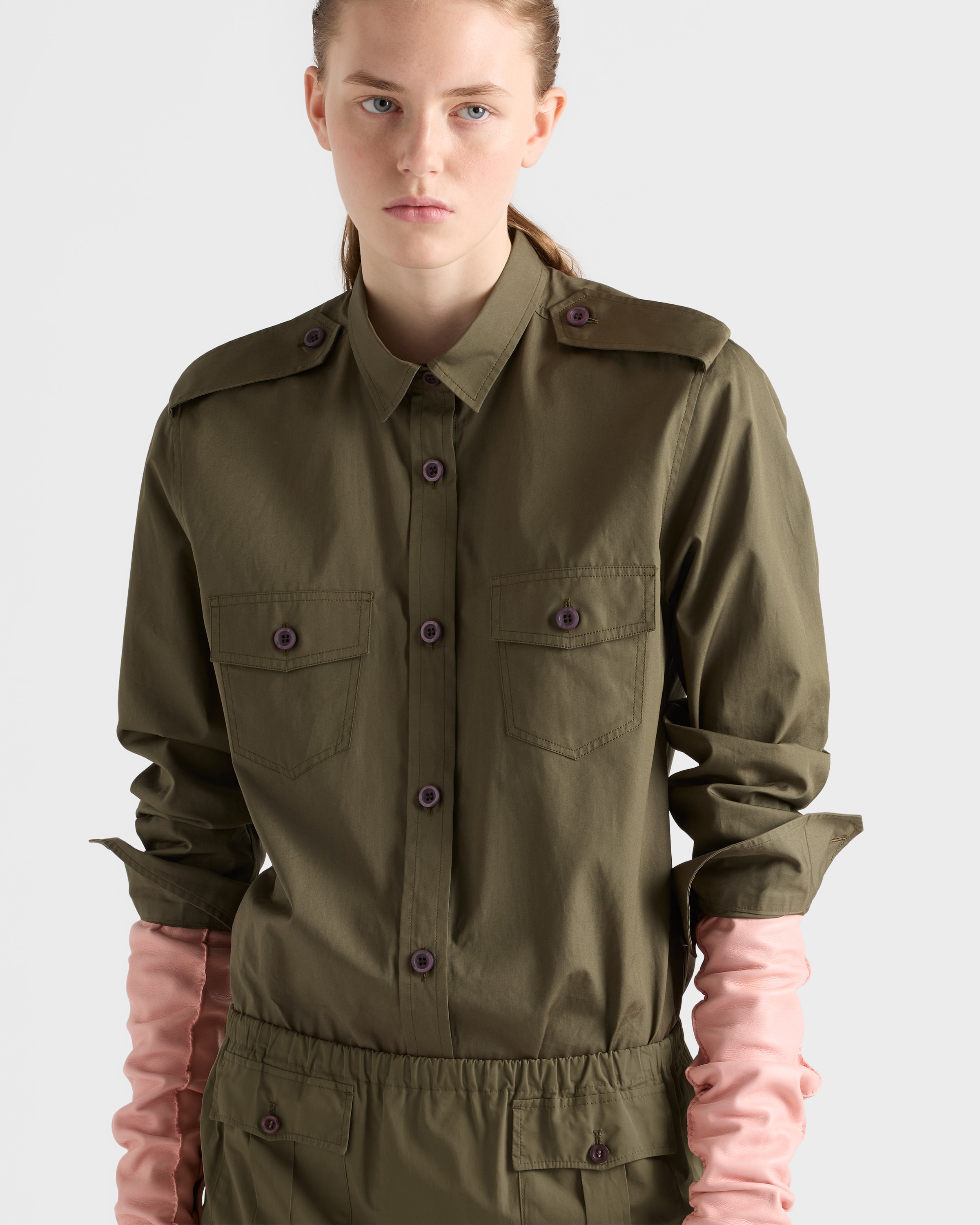 Forest Green Cotton Poplin Shirt | PRADA - United States