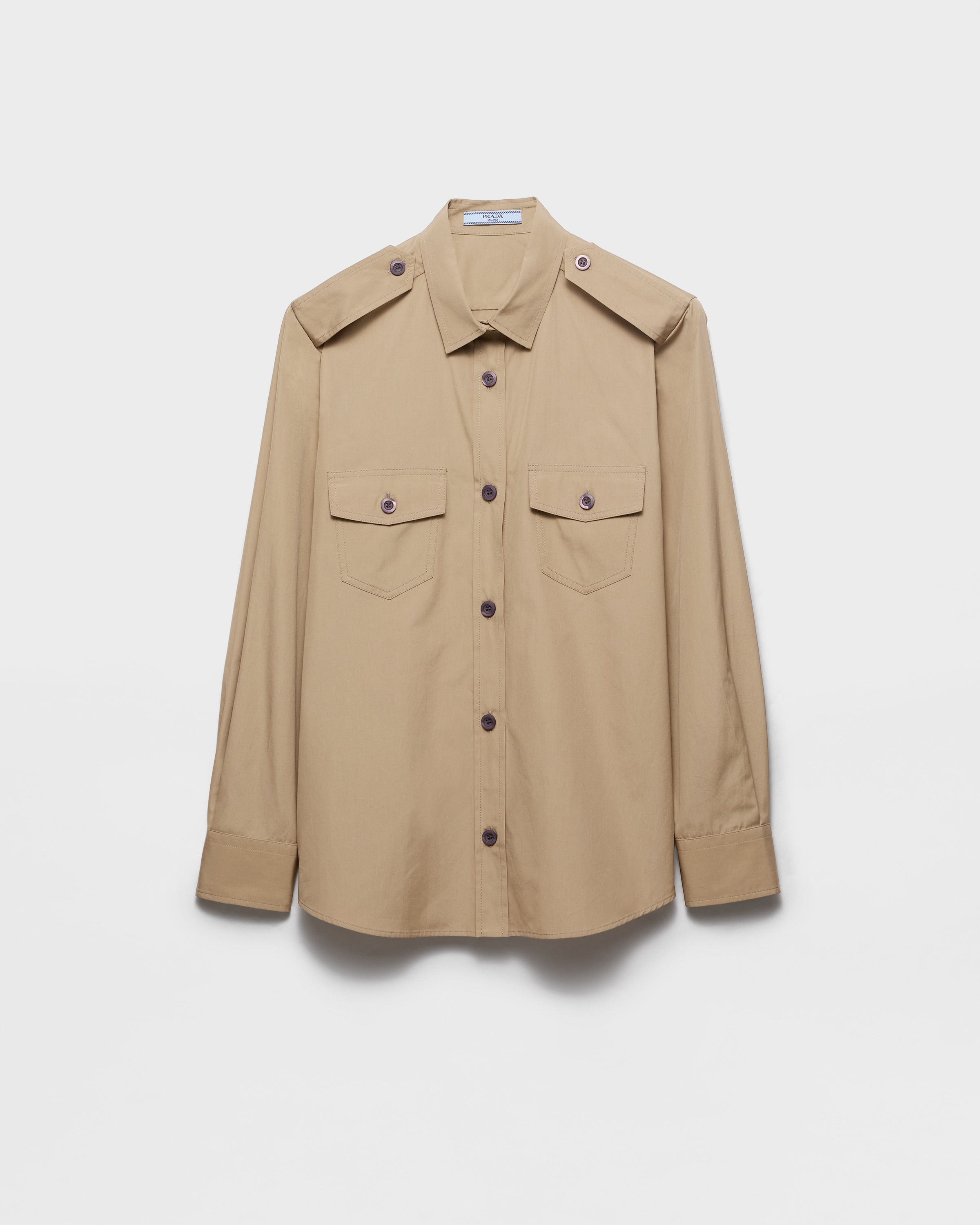 Beige Cotton Poplin Shirt | PRADA