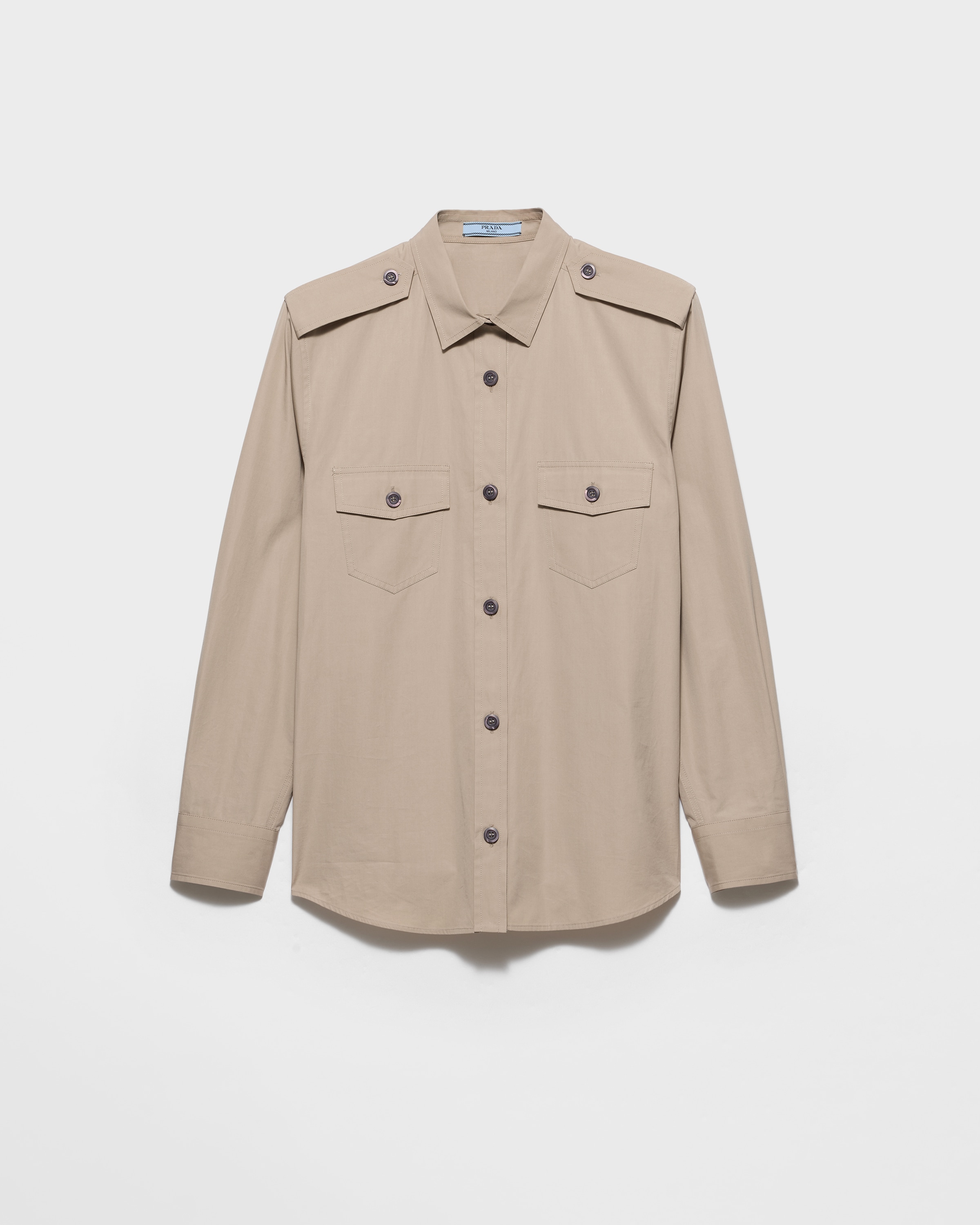 PRADA ブラック サテンシャツ ストライプ襟 中古・古着通販】PRADA (プラダ) RE-NYLON Triangular plate nylon