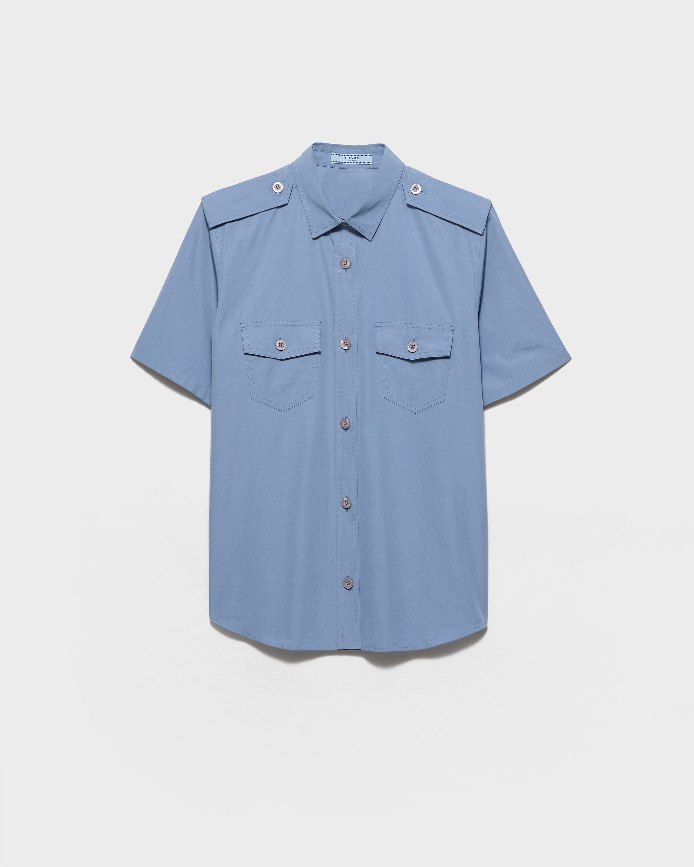 Aviator Blue Cotton Poplin Shirt | PRADA - United States