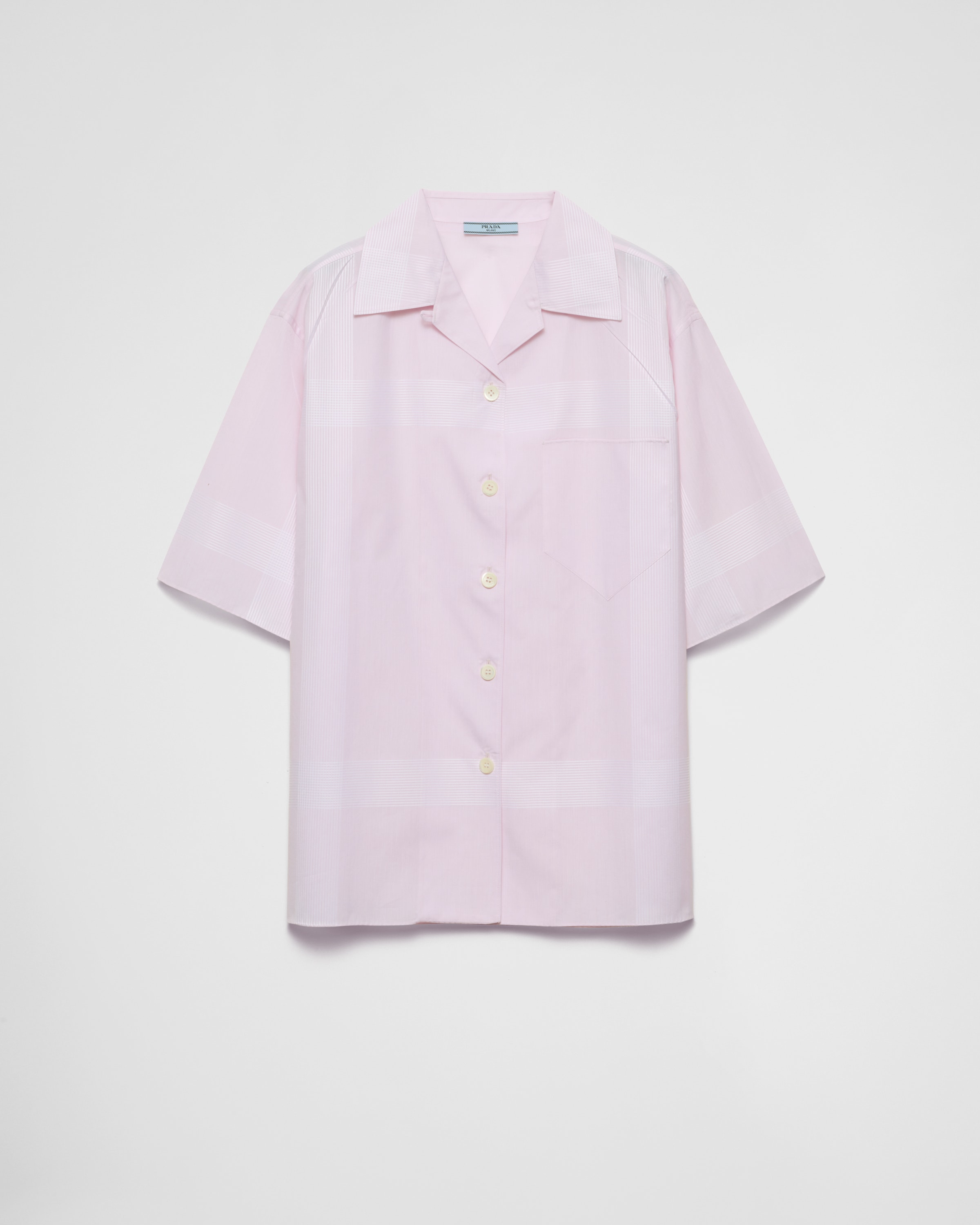 Alabaster Pink Cotton Shirt In A Check Pattern | PRADA