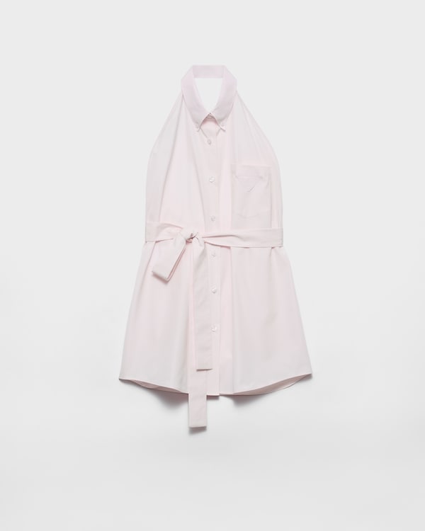 PRADA コットンニット ポロシャツ 44 ホワイト アイボリー White Poplin shirt | PRADA