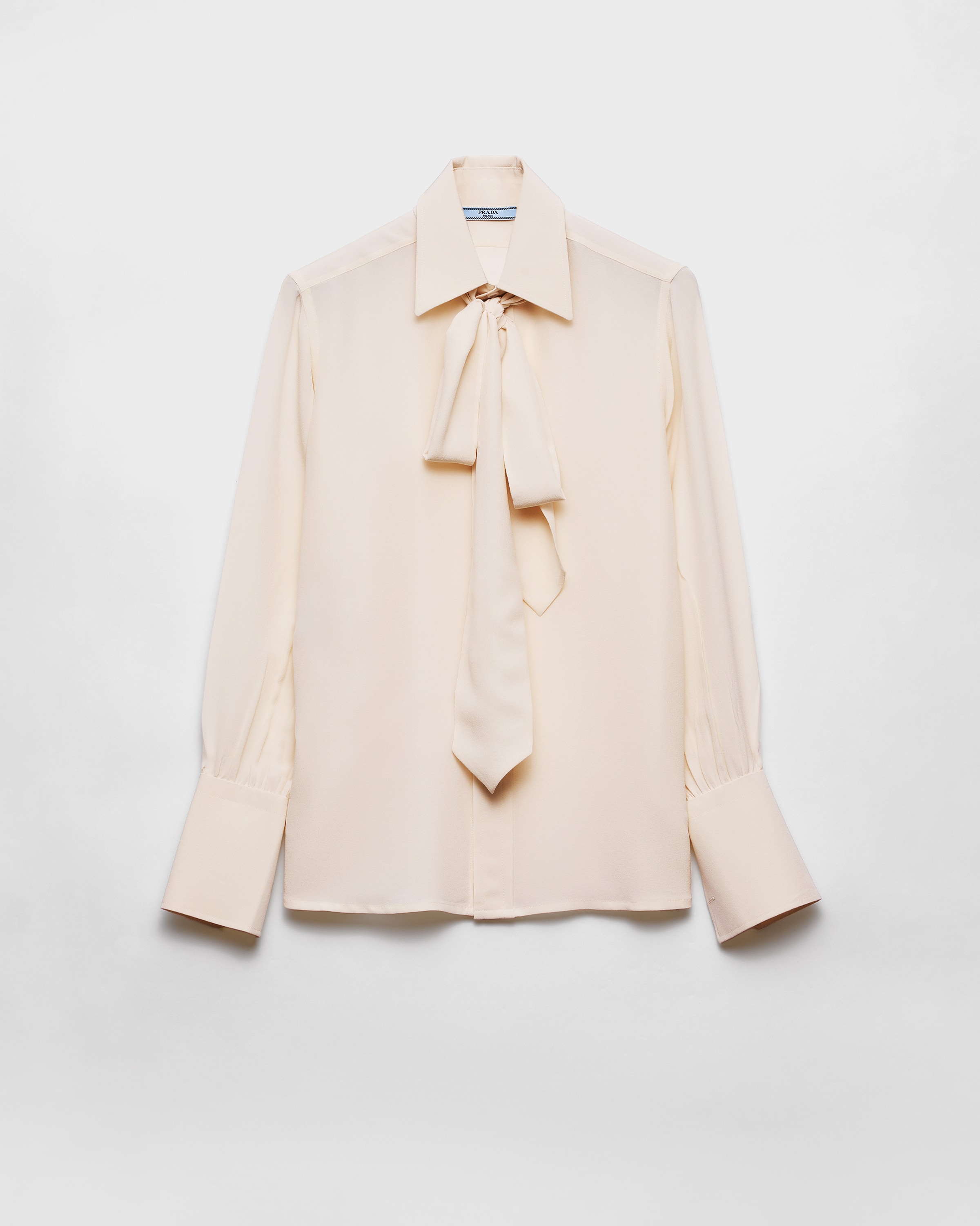 Prada Camisa De Crepé Envejecido, Mujer, Marfil, Talla 44