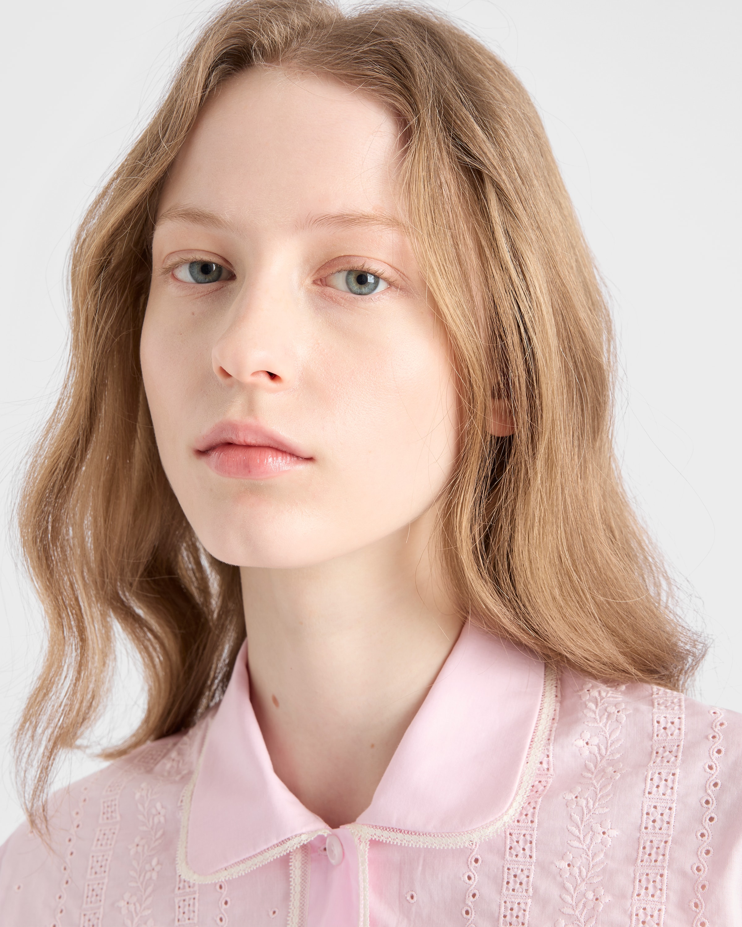 Pink Embroidered Cropped Batiste Shirt | PRADA