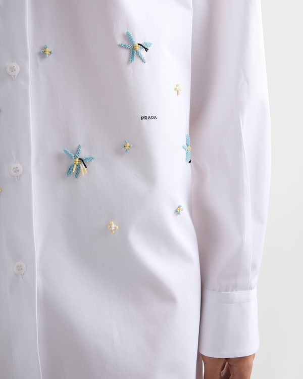 Embroidered poplin shirt - White Embroidered poplin shirt - White