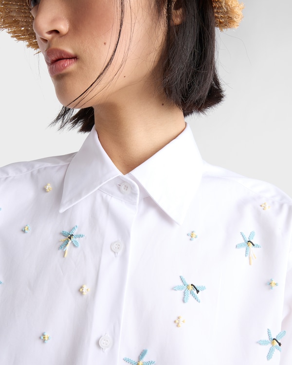 Embroidered poplin shirt - White Embroidered poplin shirt - White