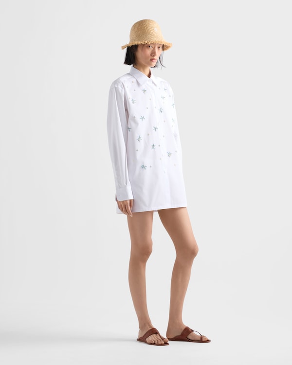 Embroidered poplin shirt - White Embroidered poplin shirt - White