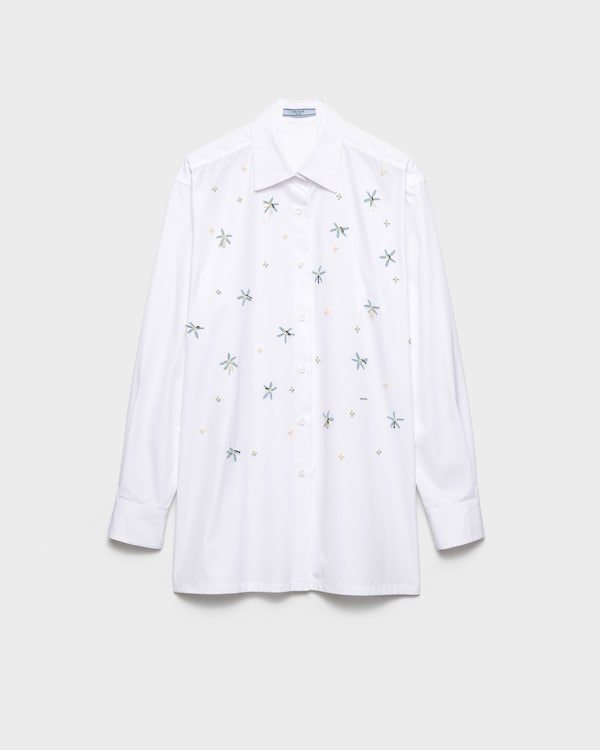 Embroidered poplin shirt - White Embroidered poplin shirt - White