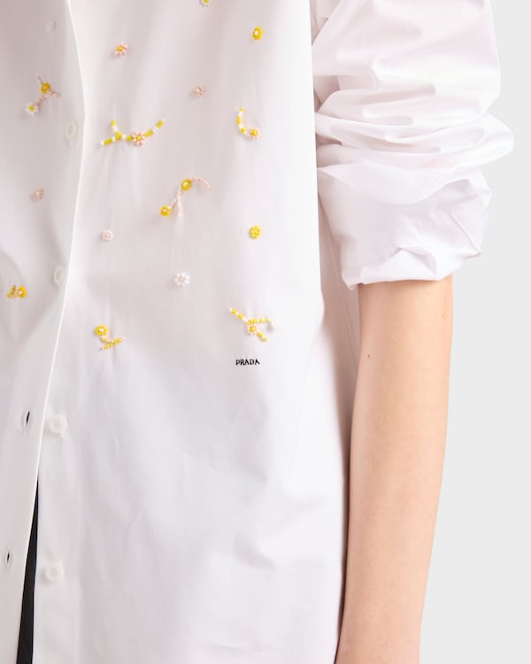 Embroidered poplin shirt - White Embroidered poplin shirt - White
