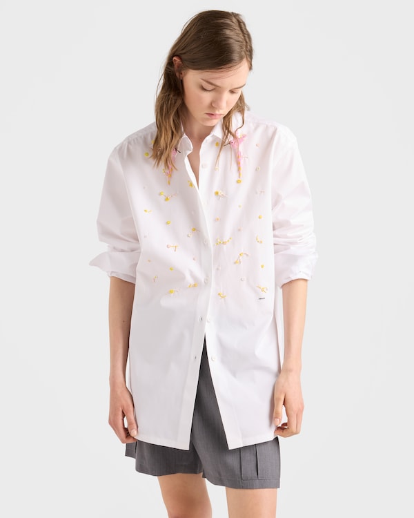 Embroidered poplin shirt - White Embroidered poplin shirt - White