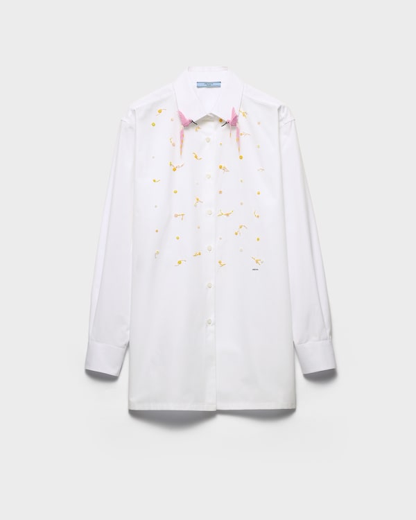 Embroidered poplin shirt - White Embroidered poplin shirt - White