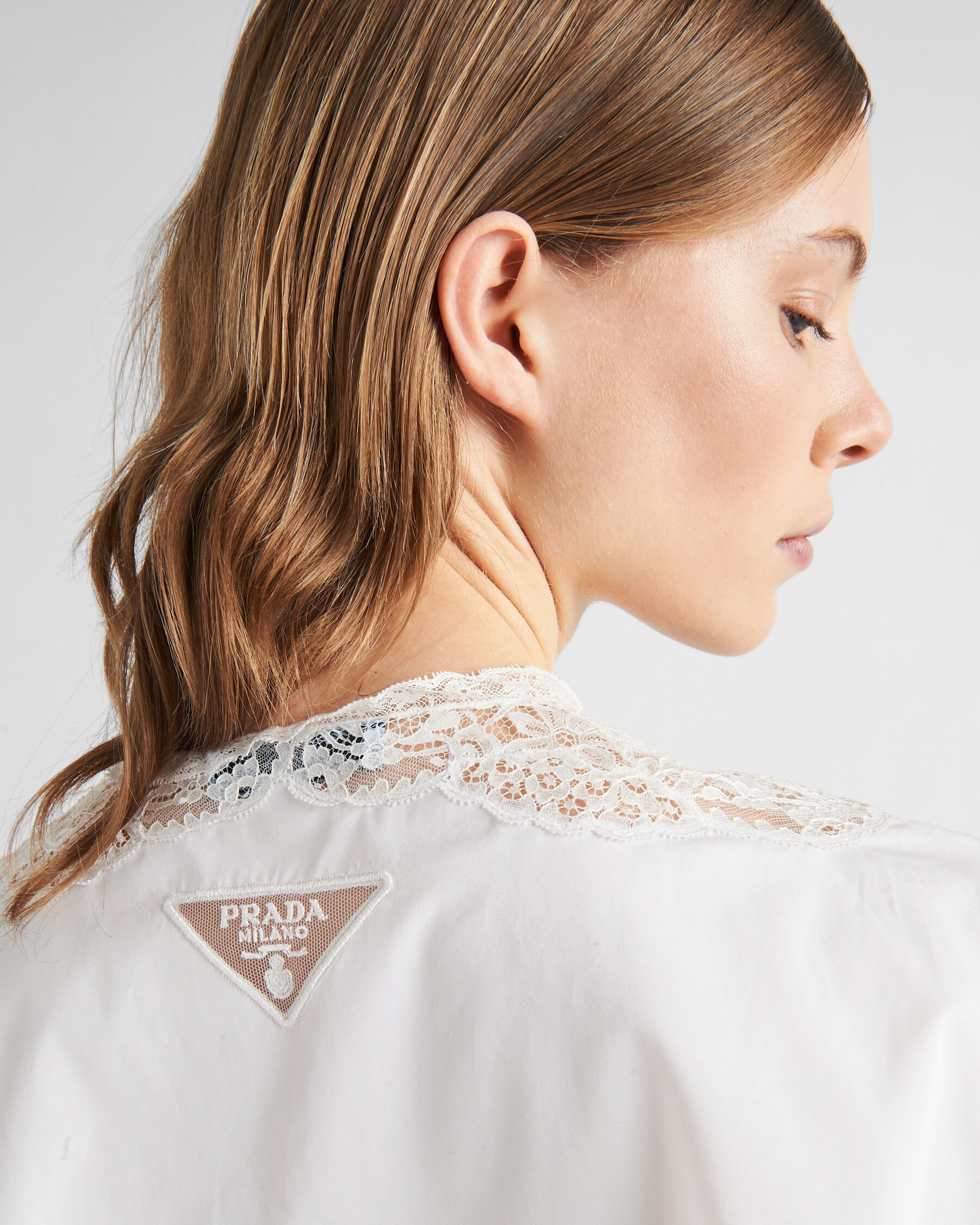 Prada Shirt with Diamond On the collar White Cotton 205898