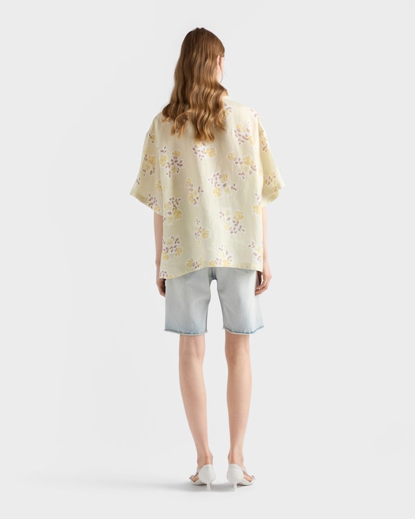 Floral print old linen shirt - Vanilla Floral print old linen shirt - Vanilla