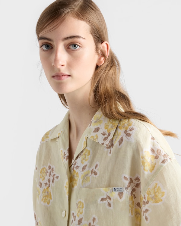 Floral print old linen shirt - Vanilla Floral print old linen shirt - Vanilla