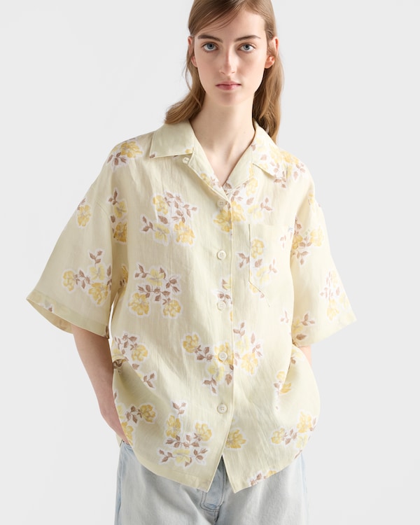 Floral print old linen shirt - Vanilla Floral print old linen shirt - Vanilla