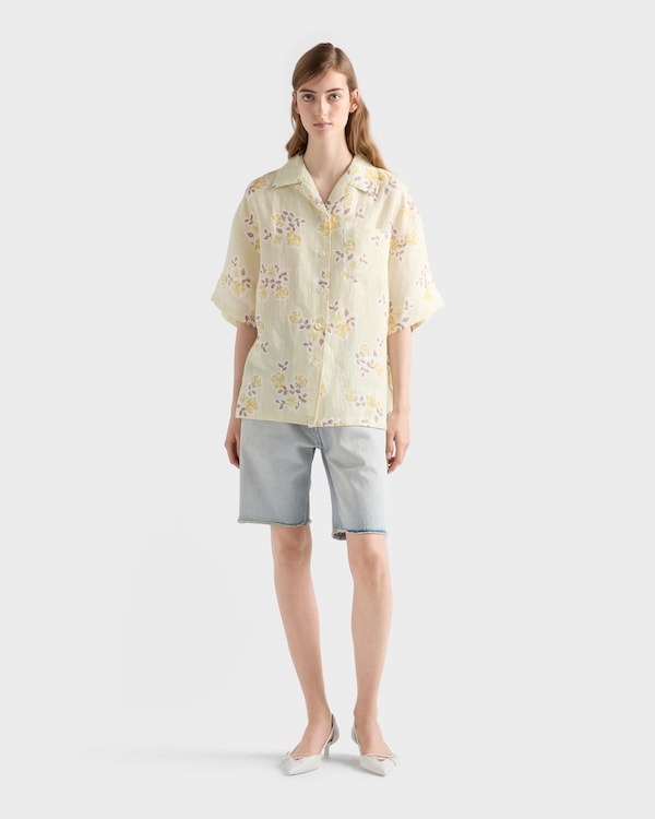 Floral print old linen shirt - Vanilla Floral print old linen shirt - Vanilla