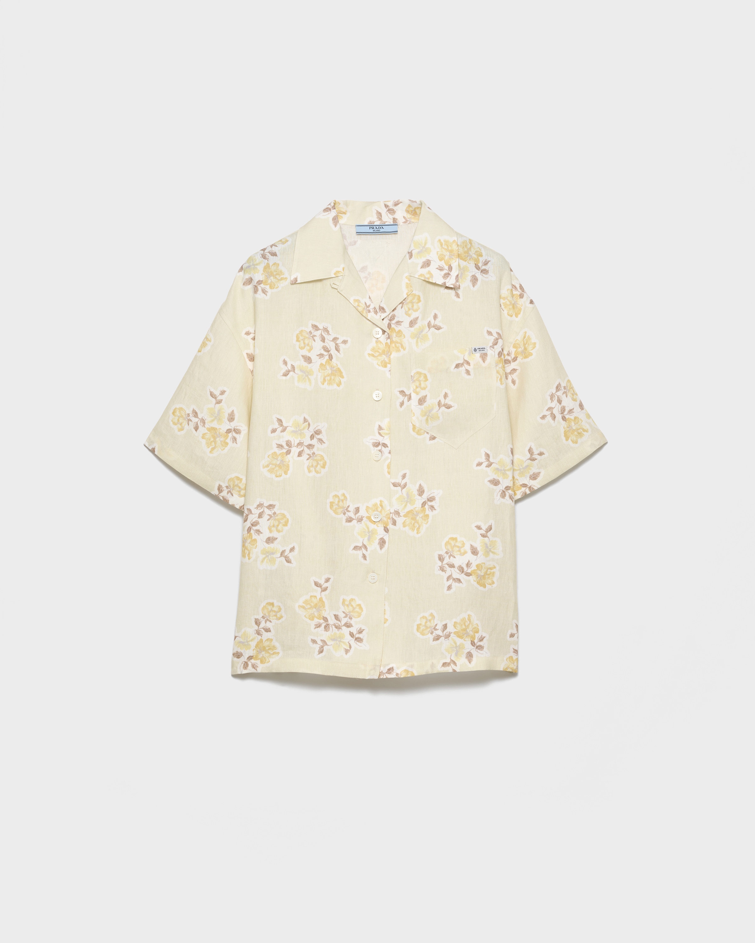 Vanilla Floral Print Old Linen Shirt | PRADA - United States